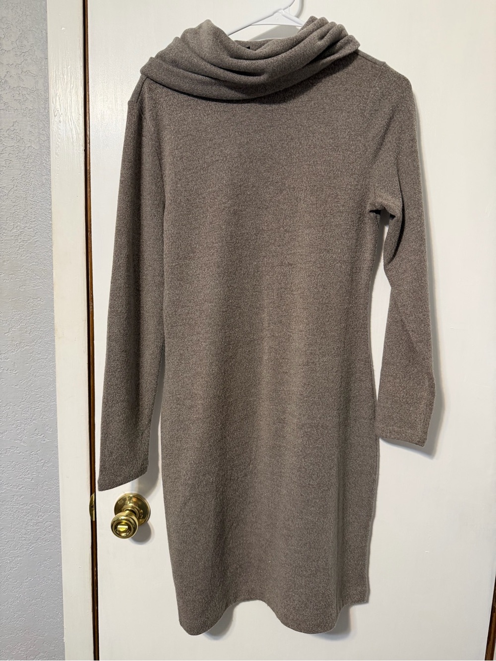 Banana Republic Taupe Long-Sleeve Cowl Neck Dress